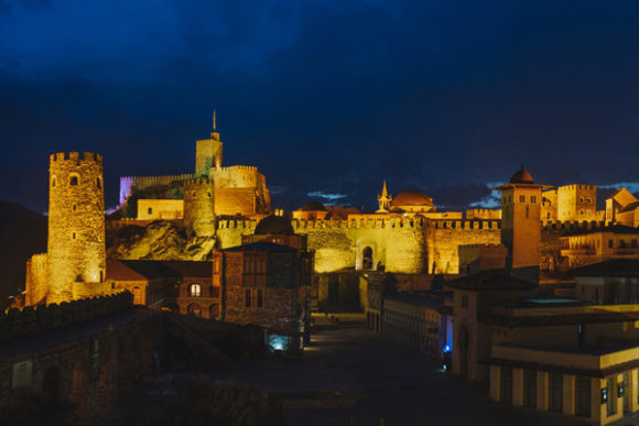 Download Illuminated Old Castle in the Evening - Premium Resources