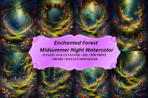 Download Enchanted Forest Night Watercolor - Night Collection