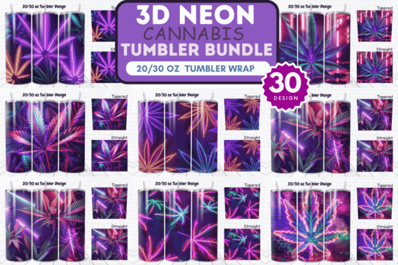 Download 3D Neon Cannabis Tumbler Wrap Bundle - 3d neon Collection