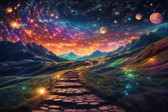 Download Winding Path Illuminated with Stars - Premium Resources