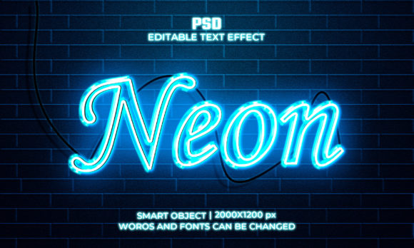 Download 3d Neon Font Style Effect Mockup - 3d neon Collection