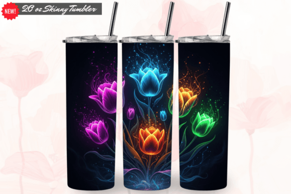 Download 3D Neon Tumbler Wrap 20oz Skinny Design - 3d neon Collection